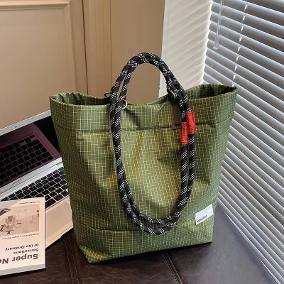 Japanese Style Rock Climbing Rope Outdoor Waterproof Lightweight Nylon Zipper Closure Casual Women's Durable Tote Bag
