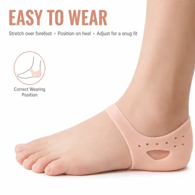Women's Silicone Gel Heel Cushion Protector Sleeve Shock Absorbing Breathable Plantar Fasciitis Heel Spur Bone Achilles Foot