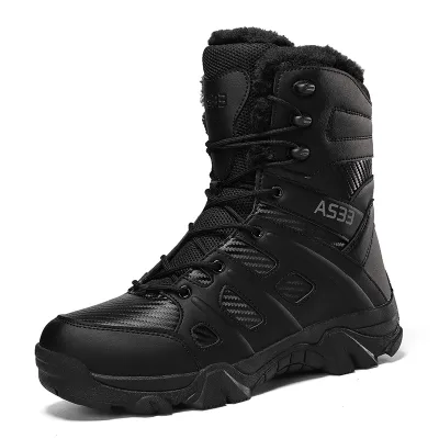 Men's Winter Snow Boots Waterproof Warm Fleece-Lined Cold-Resistant -40°C High-Top for Martin Style Large Size 46 Steel Toe