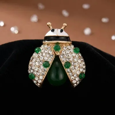 Enamel Detail Ladybug Shape Zircon Brooches Daily Lapel Accents Insect Brooch Custom High Quality Decoration Small Non Tarnish