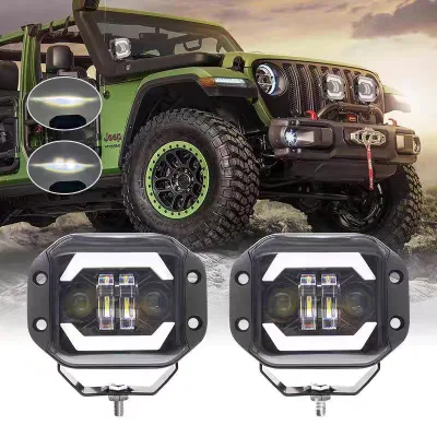 New Car LED Work Lights LED Headlights 40W Fog Lights with Aperture Angel Eye Motorcycle Spotlights