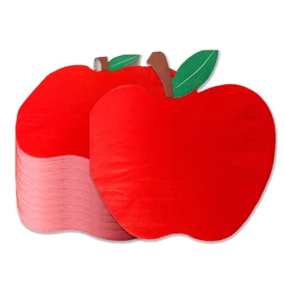 Custom 2-Ply Red Apple Watermelon Shaped Paper Napkins Disposable Fruit Paper Napkins Party Decor Supplies