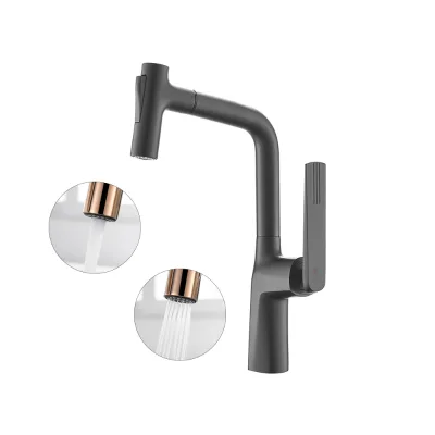 Modern Single Handle Pull Down Brass Kitchen Sink Faucet Mixer with Ceramic Valve Core and Pull Out Sprayer Robinet De Cuisine