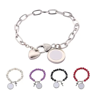 Cross-border hot-selling new thermal transfer white pearl bracelet Korean ins trendy pearl bracelet female best friend bracelet