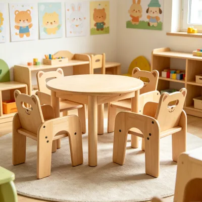 Solid Beech Wood Kids Adjustable Chair 2-Position Seat Height Adjustment Modern Design Home Dining Living Room
