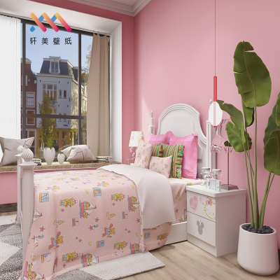Hot Selling Plain Color Pink Wallpaper  Luxury  Wallpaper for Home Decoration Textile Wallpapers