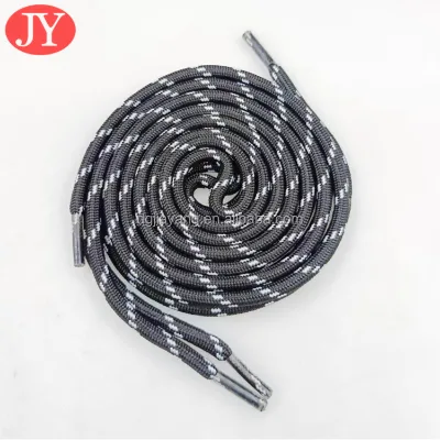 Factory Wholesale Black Gray Round Polyester Shoe Lace Cord Sneaker Boot Shoe String Hoodies Draw Cord Rubber Ends