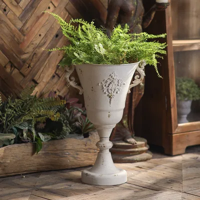 Vintage European White Metal Flower Stand Flower Vase for Wedding Events Decoration