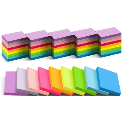 Durable Adhesive Sticky Notes in Assorted Bright Colors for Long Lasting Use and Easy Visibility