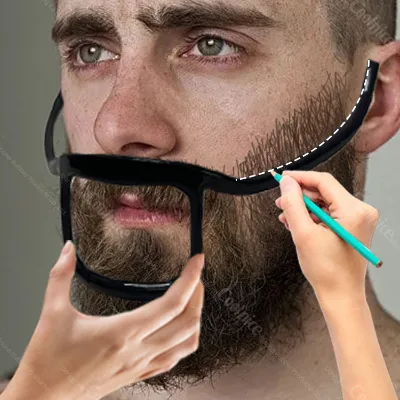 Latest Design Silicone Beard Shaping Tool Perfect Line up & Edging for Men's Jaw Cheek/Neck Line Works with Beard Razor Trimmers