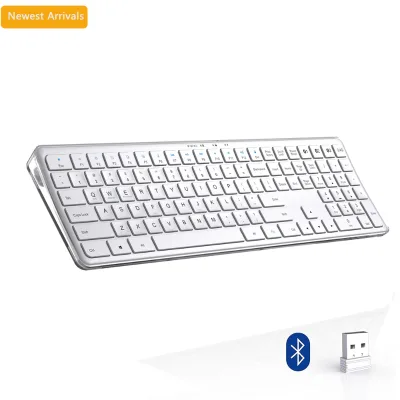 Transparent Pc Dual Bluetooth Keyboard White Full Keyboard Clavier Qwerty Sans Fil Tastatura Silent Wireless Bluetooth Keyboard