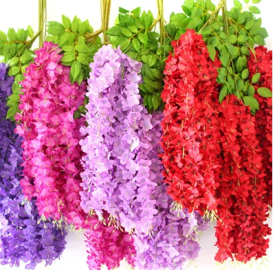 Factory Wedding Centerpieces Decoration Silk Wisteria Flowers Hanging Vine Flores Artificial Wisteria