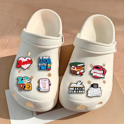 Latest Cute Cartoon Read Book PVC Shoe Charms DIY Accessories Decorations for Clog Charms