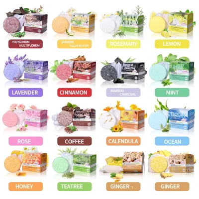 OEM Private Label Organic Handmade Solid Shampoo Bar Vegan Plant Extrac Ginger Mint Tee Tree Lemon Lavender Ocean Shampoo Bar