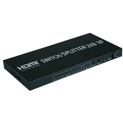 HDMI Splitter Full HD 4K Video HDMI Switcher 2x8 Split 2 in 8 Out Dual Display for DVD PS3 Xbox With Power (2x8)