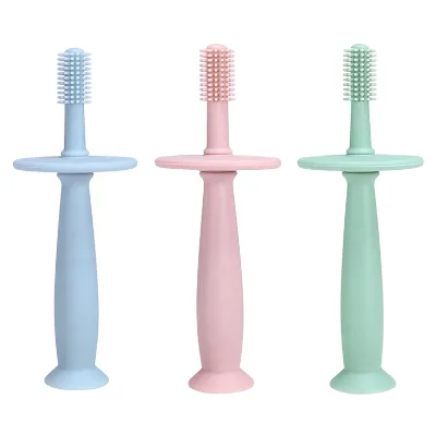 Ready to Ship Manual Kids 360 Toothbrush Soft Bristle Oral Care Cleaning Silicone Baby Training Toothbrush for 6-18 Months