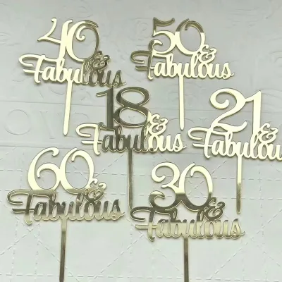 Ins Style Reusable Acrylic Number Cake Toppers Eco-Friendly Decorations for Birthday Wedding Anniversary Parties