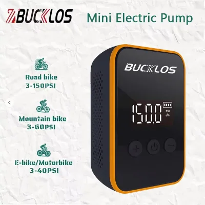 BUCKLOS Bike Mini Electric Tire Inflator 150PSI Bike Mini Air Pump Presta/Schrader Valve Portable Bicycle Air Pump Cycling Tools