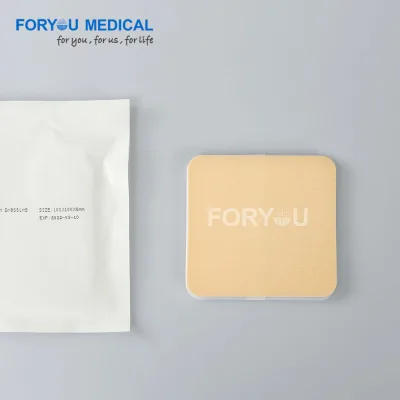 Super Absorbent Non Border Foam Dressing Waterproof PU Film Backing High MVTR Sterile for Diabetic Foot Ulcers