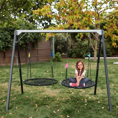 Zoshine Professional Outdoor Metal Swing Set Reinforced Steel Construction for Park Kindergarten School Garden Installation