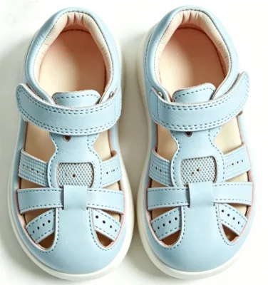 Premium Closed Toe Toddler Sandals Genuine Leather Breathable Straps Antislip Rubber Soles