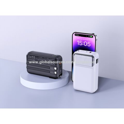 20000mAh USB-C Power Bank,Portable charger with Built-in Cable,Power Bank with AC Socket