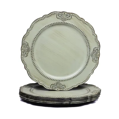 Antique Light Green Charger Plates for Dinner Plates Wedding Banquets Party Sage Green Charger Plate