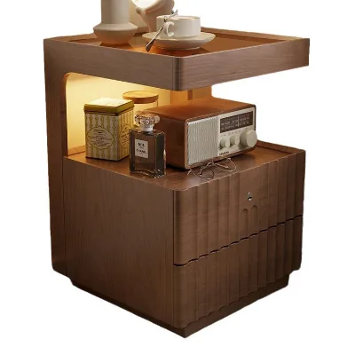 Contemporary Modern Luxury Pine Wood Nightstand with Storage for Bedroom or Living Room Use