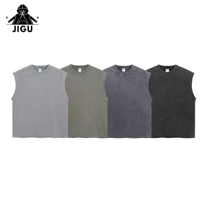 High Quality Men's Sleeveless Batik Vests Breathable Sporty Street Style INS-Inspired Loose Fit Hood Wholesale Customizable Logo