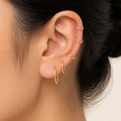 Stainless Steel Micro Hoop Earrings for Men women 1.2mm Ultra Thin Circle Hoop Earrings Hoop Ear Cuff Unisex Minimalist