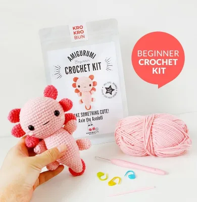 Best Selling DIY Crochet Axolotl Kits for Beginners With Step by Step Pattern Customized Logo and Label Crochet Kits