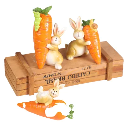 WOWEI Easter Resin Bunny Decoration Resin Rabbit Statue Table Home Easter for Home Spring Decor