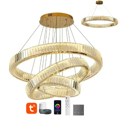 Tuya Casambi Pendant Round Circle Pendant Lamp for Dinning Room,2700K-5700K CCT Change,Voice Remote Control