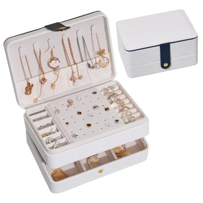 Velvet Jewelry Box Organizer Jewelry Display Button Pu Portable Earring Necklace Ring Travel Exquisite Large Capacity Packaging