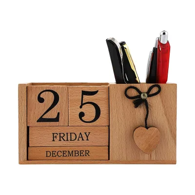Wooden Perpetual Calendar Daily Calendar Home and Office Desk Accessories Wood Calendar