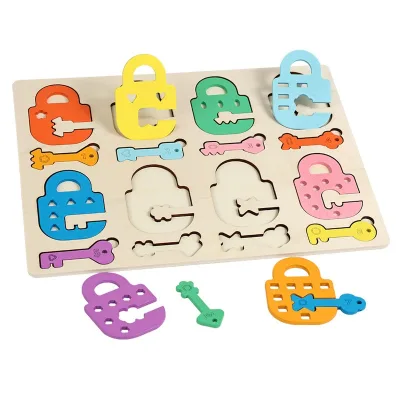 Wholesale Wooden Key Matching Puzzle Toy Develops Hand-eye Coordination Toy Color and Shape Recognition for Toddlers