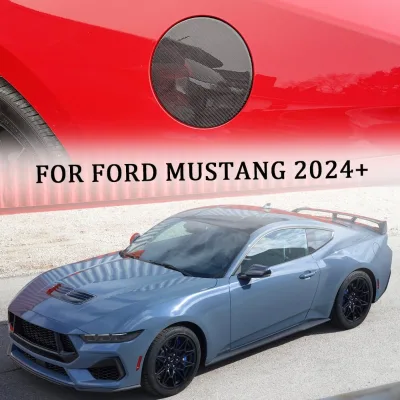 Eal Dry Carbon Fiber Fuel Tank Cover Gas Door Trim Overlay for Ford Mustang S650 2024 2025 Gas Cap Cover Car Accessories