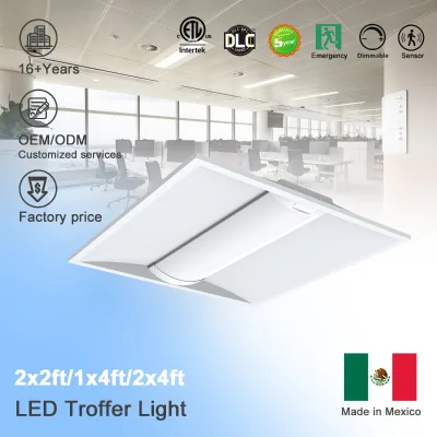 2x2 LED Recessed Troffer Light DLC 6.0 50W 120-135lm/W CRI 90 CCT&Wattage Selectable 0-10V Dim Healthcare Retail