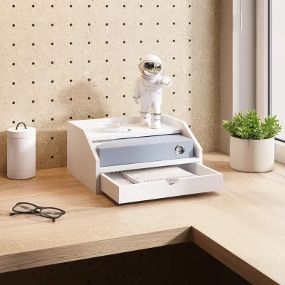 Hot Sales Wooden Space Saving Design Desktop Organizer Wooden Paper Office Supplies Desk Organizer with Drawer File Rack
