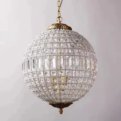Retro Vintage Royal Empire Round Ball Style Big Crystal Modern Chandelier Lamp