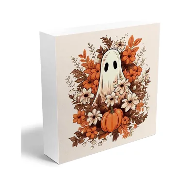 Halloween Decorations Rustic Wooden Box Sign