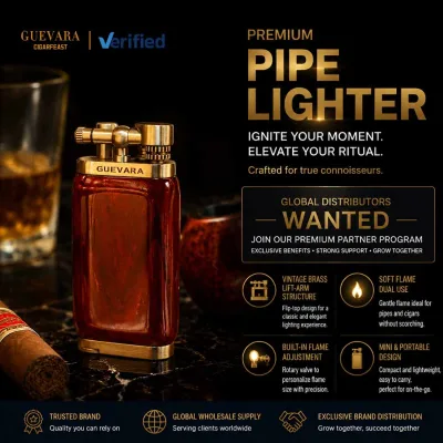 Guevara New Small Mini Refillable Cigar Pipe Lighter Windproof Zinc Alloy Portable Durable Travel One Flame Flint for Cigar