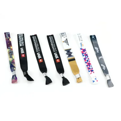 Wholesale Customized Branded Logo Fabric Wrist Band Wristband Adjustable One Time Use Festival Event Woven Wristband Bracelet
