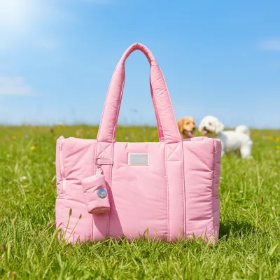 Custom Stylish Nylon Dog Purse Carriers Quilted Puffy Breathable Portable Pet Dog Carrier Bag for Travel
