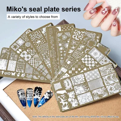 XY-CN Series Gold French Nail Art Stamp Plates Multi-Design Line Patterns Flower Image Template Stainless Steel Stamp Tool