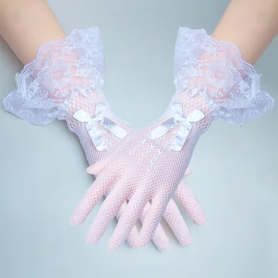 Knitted Lace Pretty White Red Black Wedding Bridal Hand Gloves Wholesale