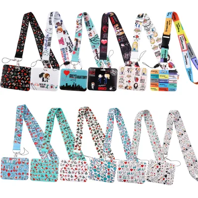 Medical Nurse Doctor Workers Lanyards Horizontal Id Badge Holder With Ajustable Sliding Retractable Badge Reel Breakaway Lanyard