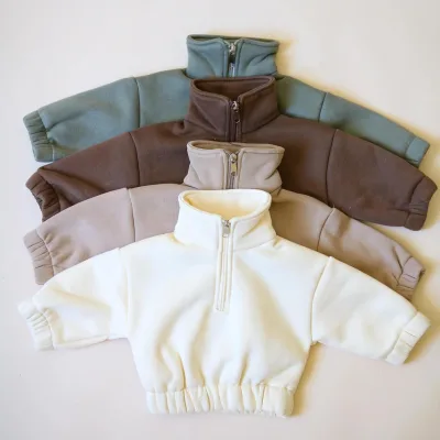 High Quality Kids Plain Pullover Sweatshirt Custom Logo Toddler Baby Boy Girl Clothes Family Matching Crewneck Baby Sweatshirts