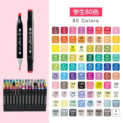 Colored Markers Set Double Tip Color Art Supplies Markers for Drawing Set for Sketching Painting Comics and Design