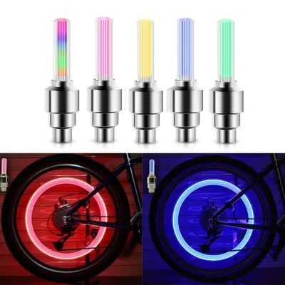 2pcs Neon Bike Spoke Lights Bicycle Led Light Tire Valve Cap Flashlight Wheel Spoke Lightweight Car Motorcycle Accessories